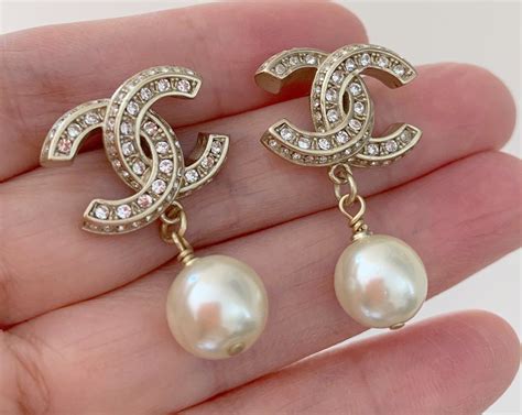 chanel cc pearl earrings price|chanel cc earrings real.